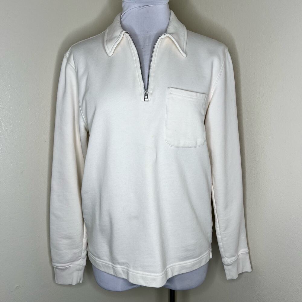 Norse Projects Jorn Quarter Zip Pullover Small Mens Cream Collared Sweatshirt